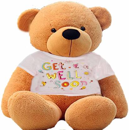 Hug 'n' Feel Soft Toys Big Teddy Bear Wearing "get Well Soon" T-Shirt 4 feet  - 48 inch