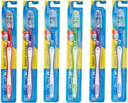 Oral-B shiny clean with free hygiene cap (pack of 6 toothbrush) Soft Toothbrush