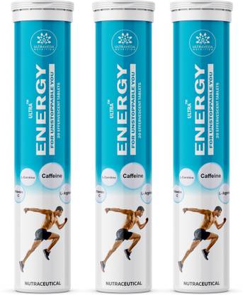 ULTRAVEDA Ultra Energy Caffeine L-Carnitine L-Arginine Zinc Vitamin C, Effervescent tablets