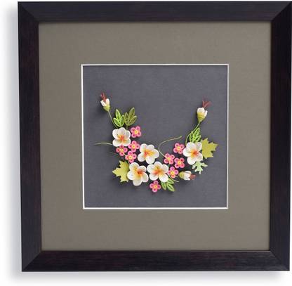 Swapnil Arts Wall Decor/Table Decor Frame- Paper Quilling Floral Design Size- 10.5" X10.5" X 1" (with Easel Stand)