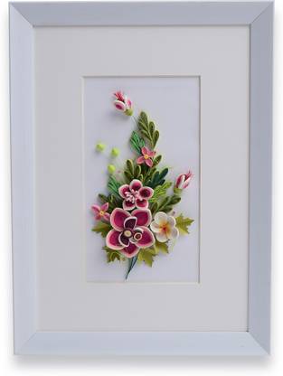Swapnil Arts Wall Decor/Table Decor Frame- Paper Quilling Peacock Feather Design Size- 12" X 9" X 1" (with Easel Stand)