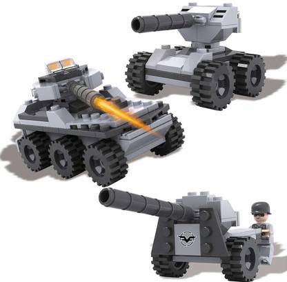 RVM Toys 90 Pcs Lego Compatible Construction Anti Missile Jeep Army 3 in 1
