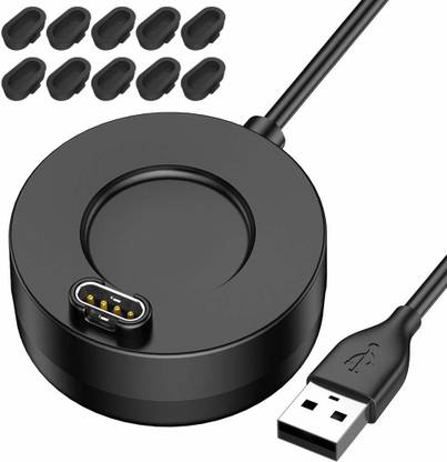 housemate Charger Compatible with Garmin Vivoactive 3, USB Charger Dock Cable Stand Station Date Syn with 10-Pack Dust Plugs Compatible Garmin Vivoactive 3 (Charger with Black Dust Plug) Charging Pad