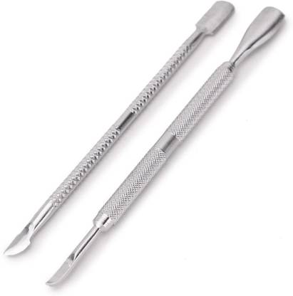 Sweetpea 2 Pcs Nail Art Cuticle Spatula Pusher Stainless Steel Remover Trimmer Manicure Set Tool Double Side Push Pedicure Dual Ended Cuticle Pusher