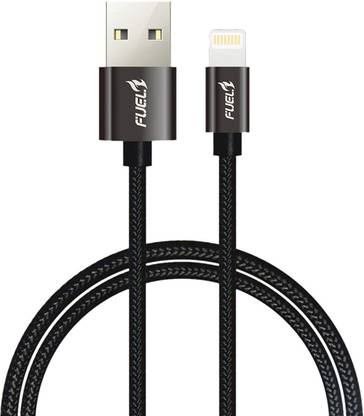 FUEL Lightning Cable 1.2 m Dash 2.4A Nylon Braided USB Data Sync & Charging Cable for , ,Mini, Nano and Touch (Black)