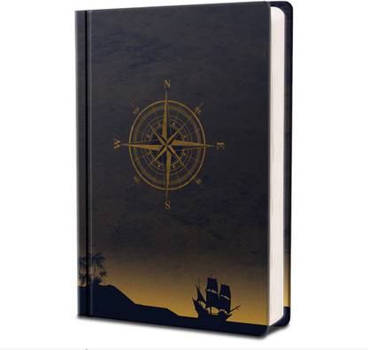 Jhingalala Rusty Compass Hard Bound Undated A5 Diary Notebook (20 X 14.5 CM, 80 GSM, 190 Ruled Perforated Pages) Diary for Writing, Gift for Friend, Personal Diary A5 Notebook Ruled 190 Pages