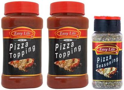 Easy Life Combo Pack of 2 Pizza Topping (350g x 2) with Free Pizza Seasoning (25g) Combo