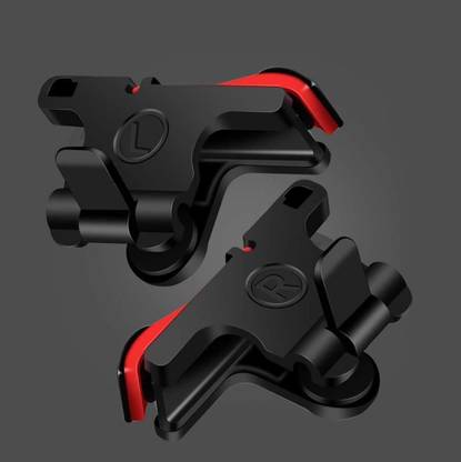 Huayue ™ Red Black Plastic Trigger L1 R1 High Quality Low Price Trigger For PUBG Mobile Game And Call Off Duty / Free Fire All Shooting Games Controller Battle Royal Sensitive Shoot Trigger And Aim Supports & Suitable For All Types Android And IOS Mobile -1 Pair  Gaming Accessory Kit
