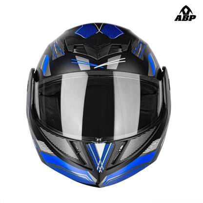 ABP Cruze DX-1 Flip-Up Helmet with Reflective Graphics Motorbike Helmet (BLUE) मोटरबाइक हेलमेट
