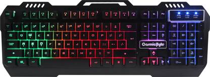 Cosmic Byte CB-GK-05 Titan with Aluminum Body, Rainbow Backlit Keycaps, Braided Cable Wired USB Standard Gaming Keyboard Compatible with Desktop, Laptop, Mac stand support,multimedia_keys,CB-GK-05 Titan