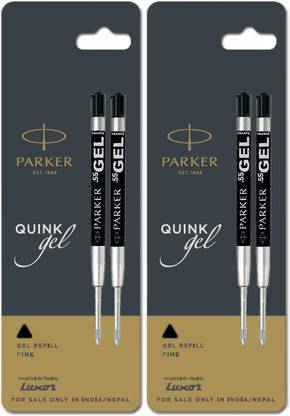 PARKER Quink Black Gel Refills 4 (Use Beta,jotter,Claccic,Galaxy,Vector,Profile and Frontier Ball pen) Gel Pen Refill