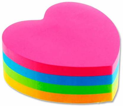 FRKB heart 300 Sheets Shaped Multicolored Sticky Notes Set, 4 Colors