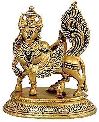 Idolsplace Brass Kamadhenu Cow Statue (Gold, 6.50x5.50-inch) Decorative Showpiece  -  12 cm