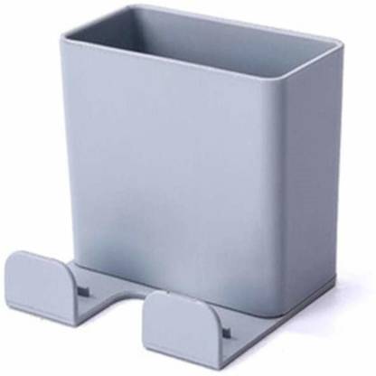 HEXONIQ Self Adhesive Remote Control Storage Box Container Wall-Mounted Mobile Phone Holder Media Organizer Box With Hook For Air Conditioner Stereo TV Remote Control (1 Piece) Storage Box