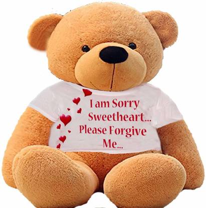 Hug 'n' Feel Soft Toys Big Teddy Bear Wearing "I am Sorry Sweetheart Please Forgive me" - 121 cm