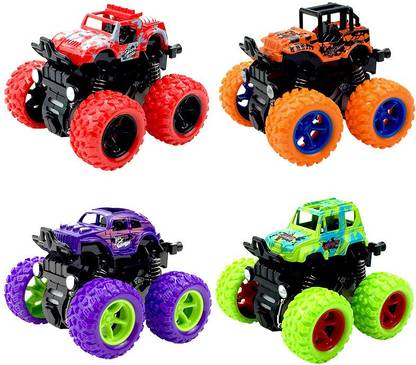 Desicart Set of 4 Friction Powered Monster Trucks with Big Tyres