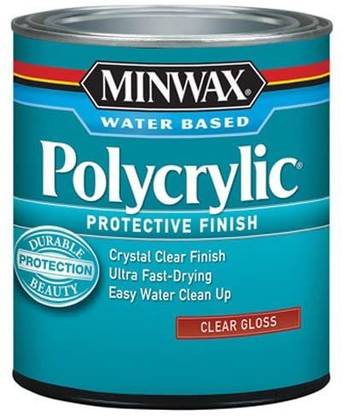 minvax 65555444 Polycrylic Protective Finish Water Based, quart, Gloss Wood Varnish