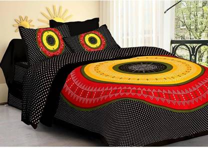 BXX 144 TC Cotton Double Jaipuri Prints Flat Bedsheet