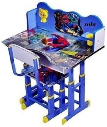 mlu Kids Premium Study Table Chair Height Adjustable (Wooden) (Baby Desk) Blue