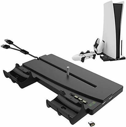 NEW WORLD 2 in 1 Vertical Stand for PS5 Digital Edition/Ultra HD Console, Controller Charging Station for Sony Playstation 5 with 4 Type C Connector Charging Station
