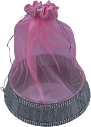 scissors craft Pink Net Round Cardboard Basket Paper Fruit & Vegetable Basket