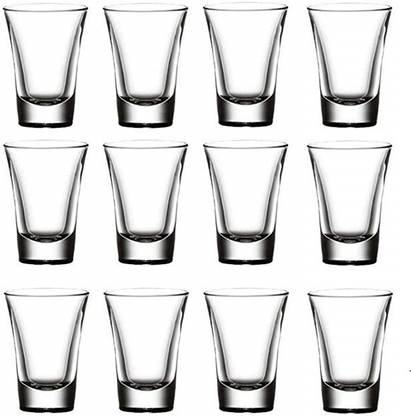 GVJ TRADERS (Pack of 12) (Pack of 12) Drinking Glass for Vodka Tequila Liquor Glass Set 12 (10 ml, Glass) Glass Set Shot Glass