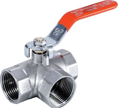 RN Forged Brass Three Way Ball Valve, Nickel Plated Art-1720_32Mm(1-1/4') Ball Valves
