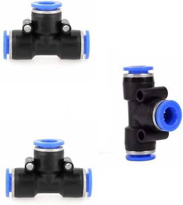 sl sales 10mm to 10mm Connector Air Pneumatic T Style Quick Joint Fittings (3-Pcs) Hose Connector