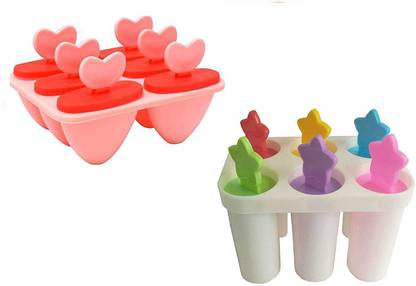 क्रू4 Ice Cream/ Kulfi Maker Moulds/ Manual Ice cream Maker बहुरंगी प्लास्टिक आइस क्यूब ट्रे
