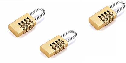 वोलो 4 Digit Brass Re-Settable Combination Padlock( pack of 3) ताला