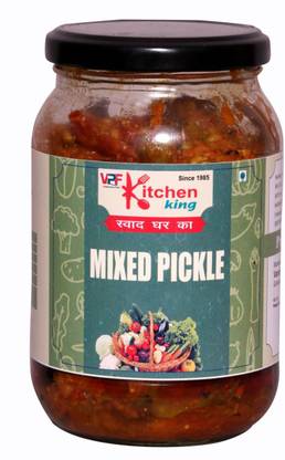 Kitchen King Mother Made Organic Mixed Pickle Achaar (Mixed Vegetable Mango Lime Green Chilli Carrot Ginger) 500gm (You are Being Served Mothers Love) Mixed Vegetable Pickle
