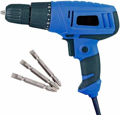 MLD electric screwdriver machine corded 230v drill screw gun with reverse forward torque adjustable system heavy 10mm keyless chuck & magnetic PH2 plus minus bit-ABS666 Pistol Grip Drill