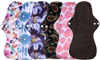 safe plus Washable & Reusable Bamboo Fabric Pad Pack of 6 Sanitary Pad Sanitary Pad Sanitary Pad