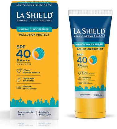 La Shield Sunscreen - SPF 40 PA+++ Mineral Sunscreen Gel For Pollution Protect