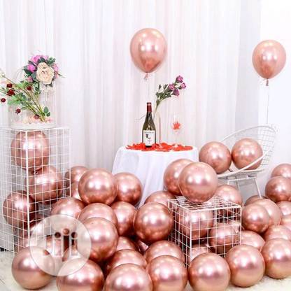 Bash N Splash Solid Helium quality Chrome Rose Gold Latex Party Decoration Balloon (Pack of 50) Balloon