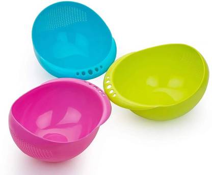 Gambit Kitchen Plastic big Rice Bowl Strainer Perfect Size for Storing and Straining_Q3 Strainer