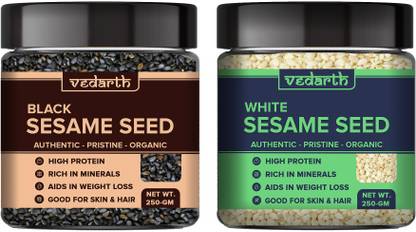 Vedarth Combo Pack of Black Sesame Seed and White Sesame Seeds Black Sesame Seeds, White Sesame Seeds
