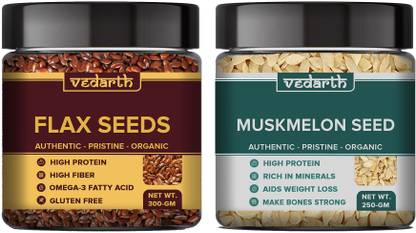 Vedarth Combo Pack of Flax Seed and Muskmelon Seeds Brown Flax Seeds, Muskmelon Seeds