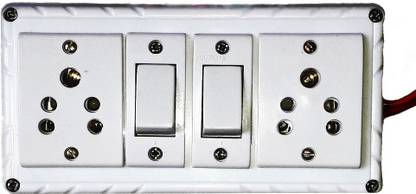 rECORD EXTENSION SWITCH BOARD (2+2) 6 Amp 2 Switch,6 Amp 2 Socket 6 A Three Pin Socket