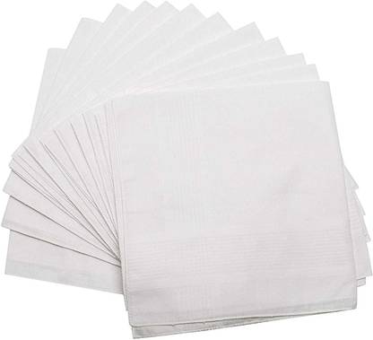 Shop At Bargain XL KING BIG SIZE Men's White Pure Cotton Handkerchiefs Bulk Set Hankies ["White"] Handkerchief