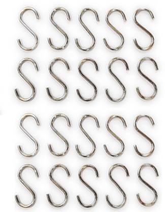 Anne-kee 20PCs S Hook Sling Dog Pronged 3 Inch Hanging Hanger Thick Hooks Curtain Cloth Hook 20