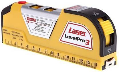 Gadget Hero's 4 in 1 Laser Level Pro3. With 8FT 2.5m Measuring Tape, Laser Leveller, 2 Way Bubble Level Indicator & Inch and Centimeter Ruler Non-magnetic Carpenter's Level