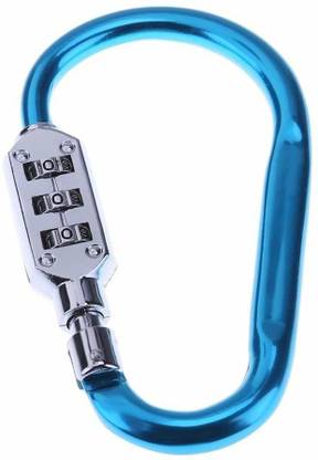 EleWa Metal Carabiner D-Shape 3 Digit Padlock Clip/Hook Multiple Uses Bag lock Combination Lock