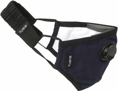 PureMe Reusable N95 Anti Pollution Mask with 2 PM2.5 Filters and Detachable Head Band Dark Blue
