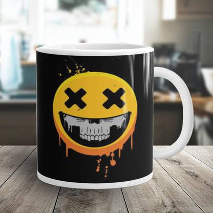 Flipkart SmartBuy Dead Emoji Skull Ceramic Coffee Mug