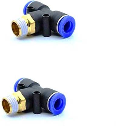 sl sales Air Pipe 8MM X 1/4Bsp 3 Way Pneumatic Push Ftiing Type connector (2-Pcs) 1-Way Tee Pipe Joint