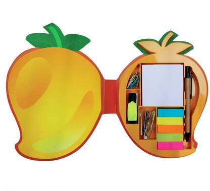R H lifestyle Eco-Friendly Mango Shape Stationery Kit Memo Pad for Office 200 Sheets REGULAR, 6 Colors