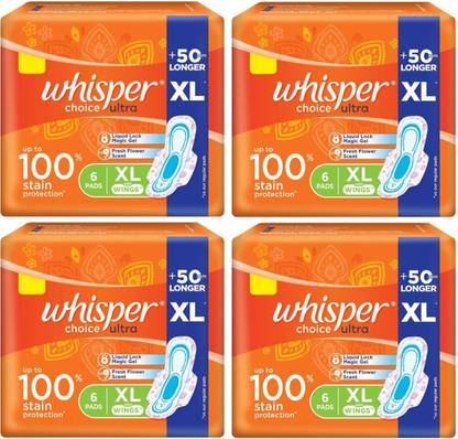Whisper Choice Ultra XL Wings 6+6+6+6 Sanitary Pad Sanitary Pad