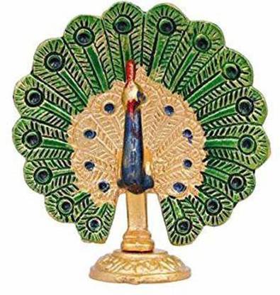 S R WEBSHOP Gold Polished Decorative Mor Peacock Decorative Showpiece  -  9 cm