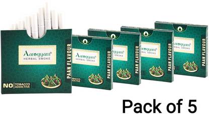 Aarogyam Herbals Tobacco Free and Nicotine Free Cigarette - Paan Masala Flavour - 5 Packets (50 sticks) Smoking Cessations